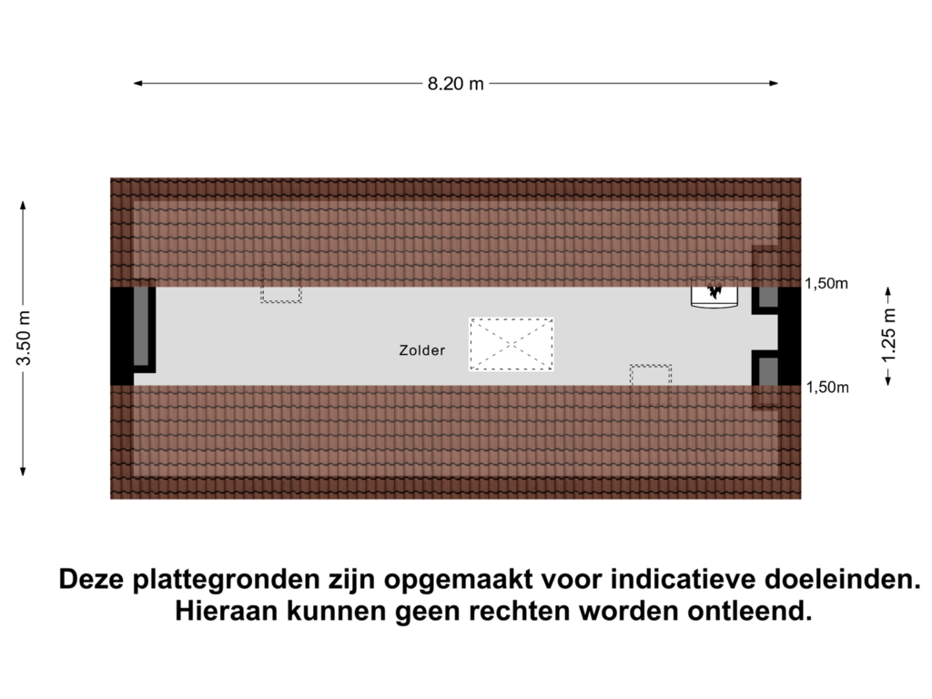 View floorplan of Zolder of Herenstraat 41-A