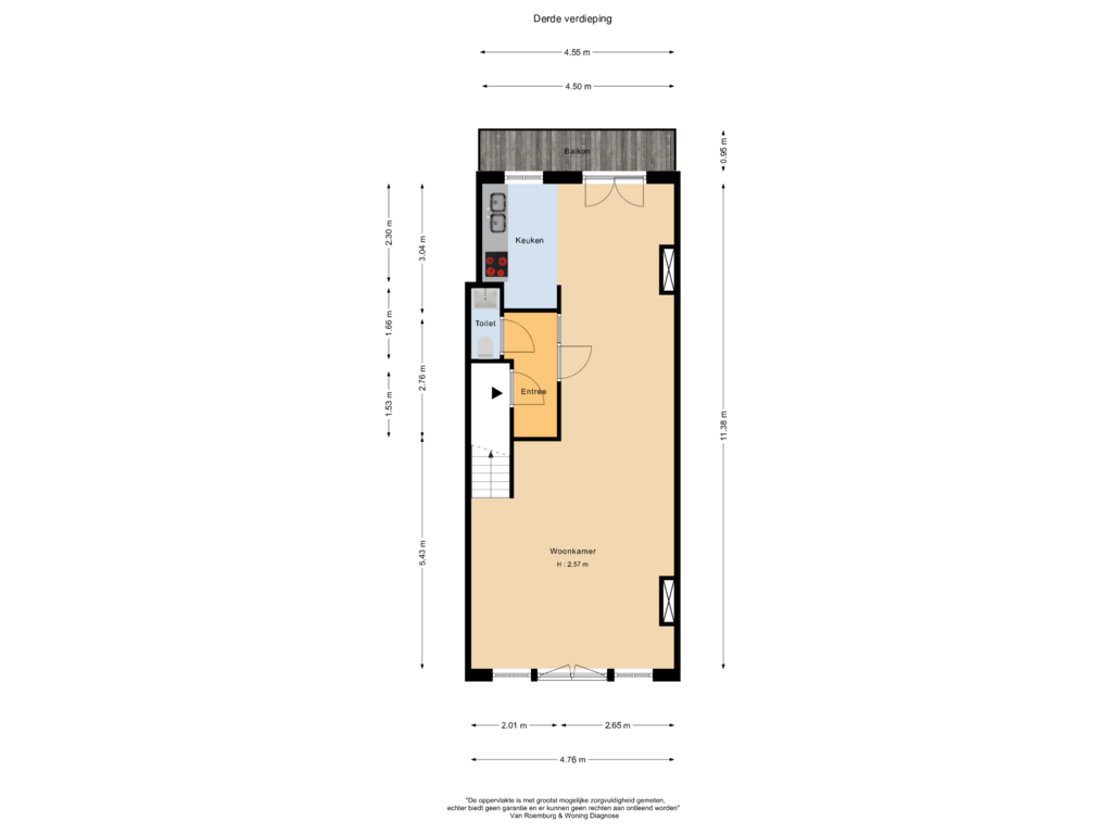 Bekijk plattegrond van Derde verdieping van Jacob van Lennepkade 117-2