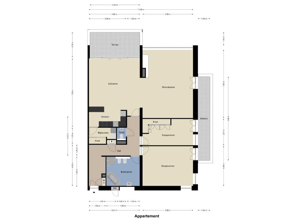 Bekijk plattegrond van Appartement van Europalaan-Noord 37