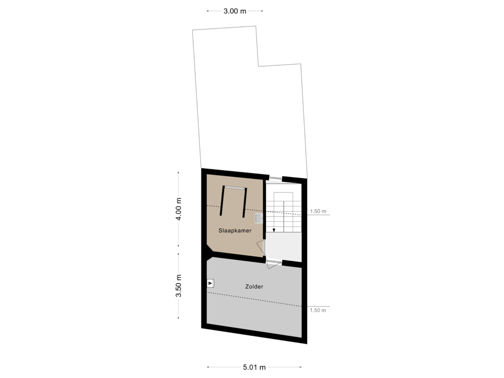 View floorplan of Verdieping 2 of Kruisstraat 6