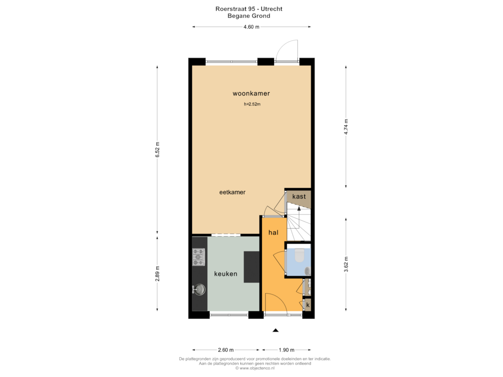 Bekijk plattegrond van BEGANE GROND van Roerstraat 95