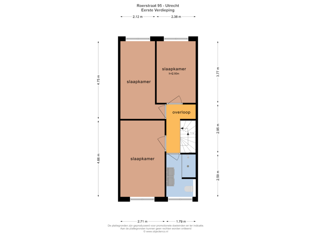 Bekijk plattegrond van EERSTE VERDIEPING van Roerstraat 95