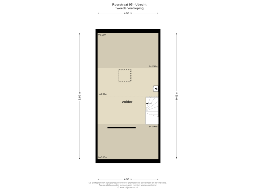 Bekijk plattegrond van TWEEDE VERDIEPING van Roerstraat 95