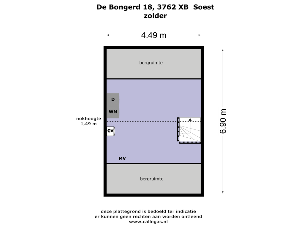 View floorplan of Tweede verdieping of de Bongerd 18