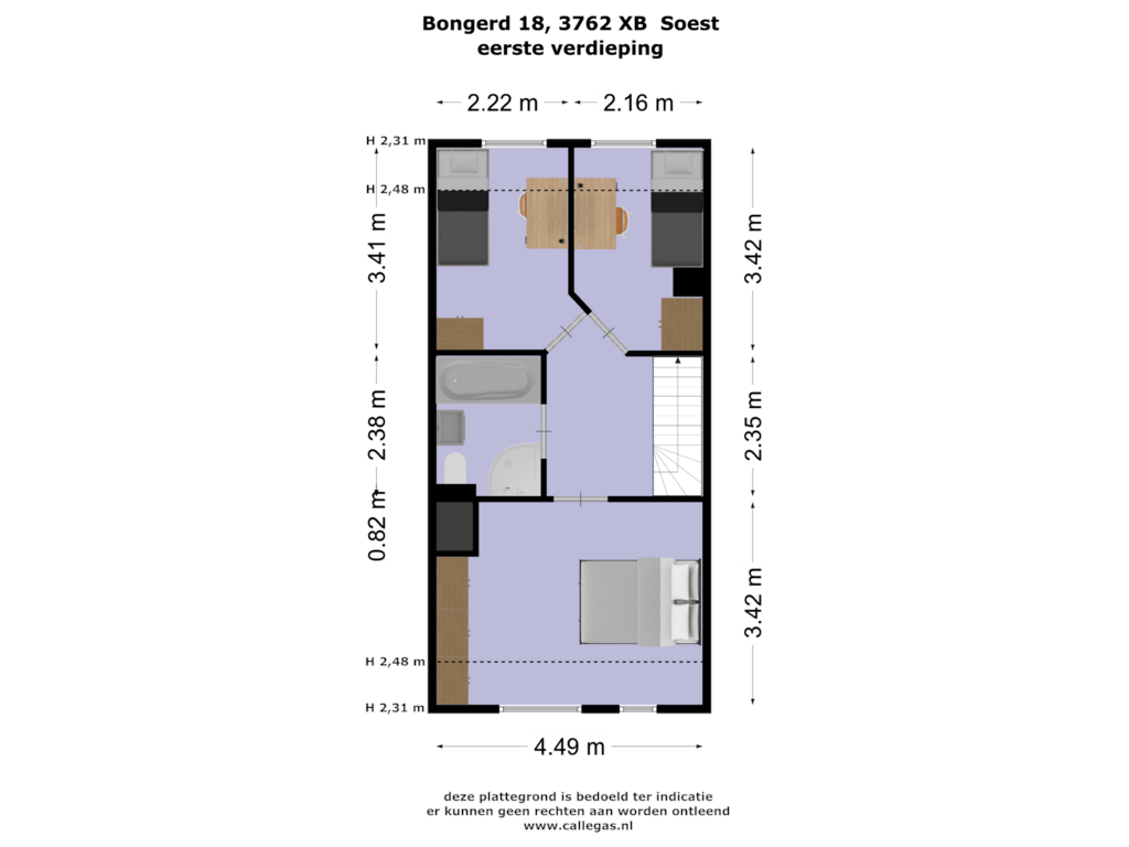 View floorplan of Eerste verdieping of de Bongerd 18