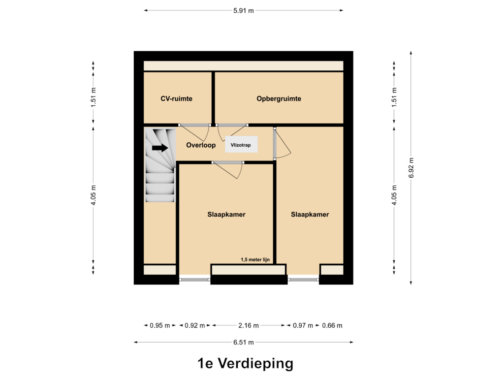 Bekijk plattegrond van 1e Verdieping van Gebr. Douvenstraat 8