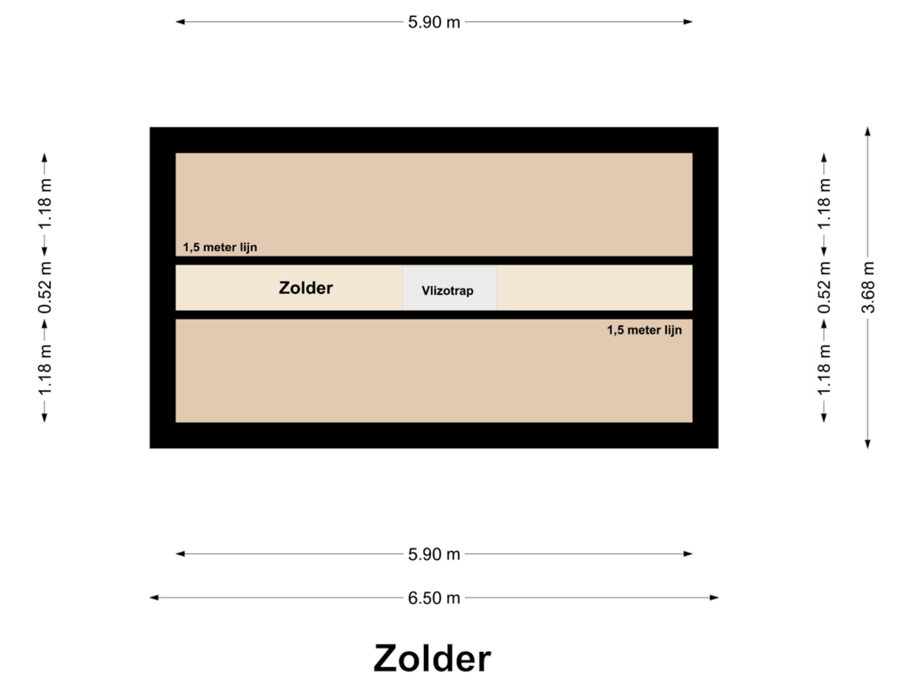 Bekijk plattegrond van Zolder van Gebr. Douvenstraat 8