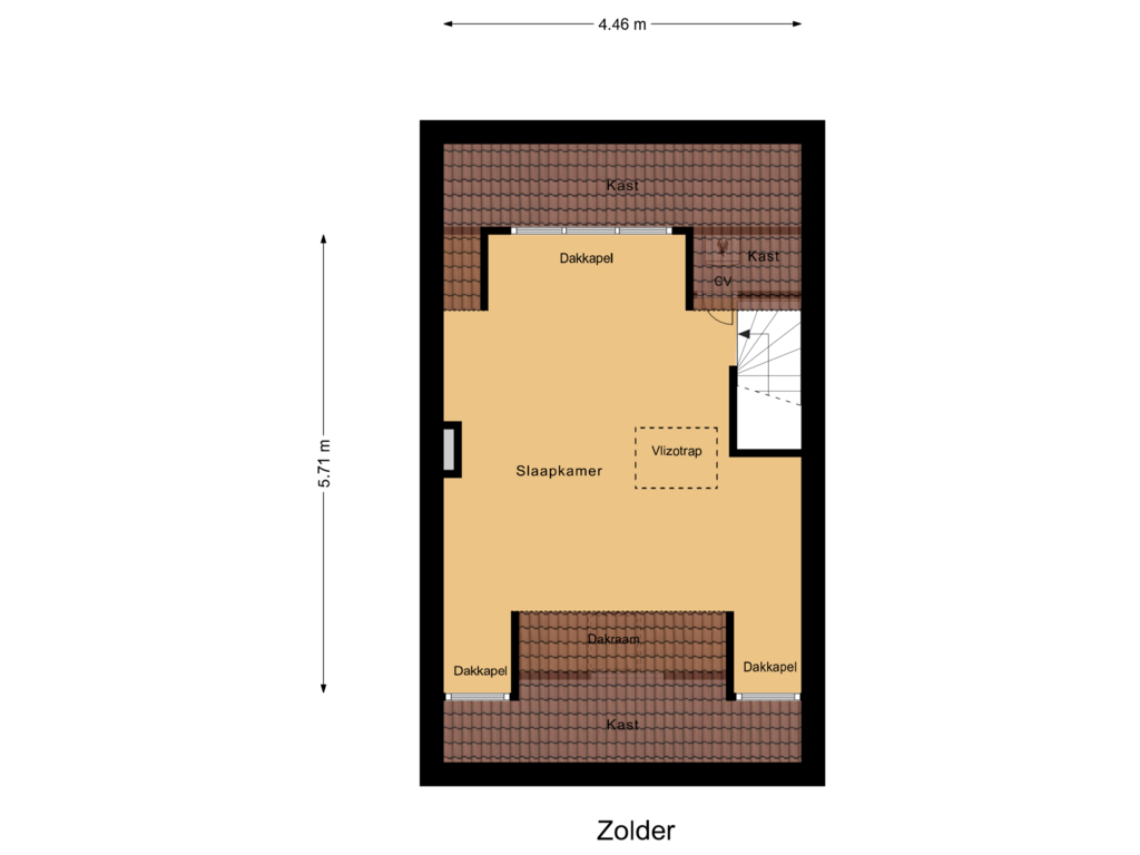 Bekijk plattegrond van Zolder van Frank van Borselenlaan 27