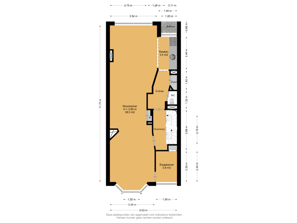 Bekijk plattegrond van 1e Verdieping van Kortekade 107-A01