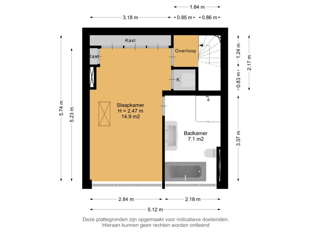 Bekijk plattegrond van 3e Verdieping van Kortekade 107-A01