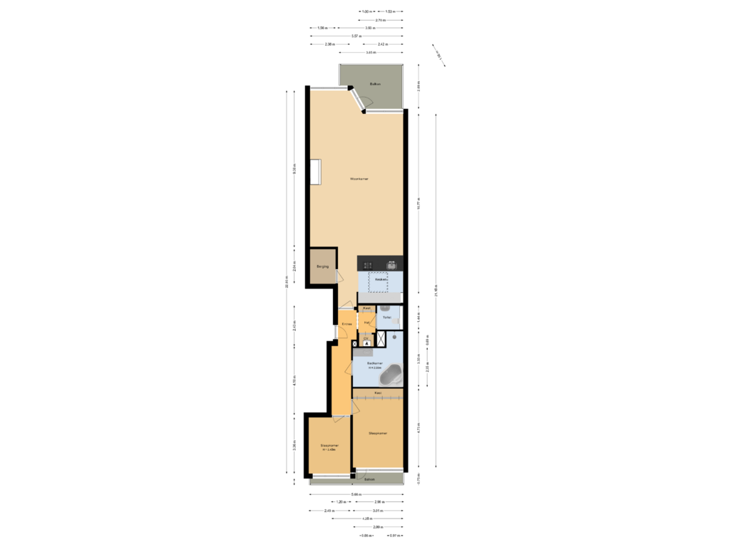 View floorplan of Appartement of Hoofdstraat 69-E