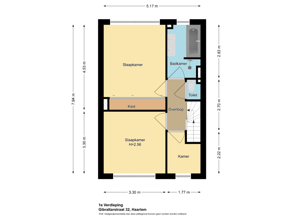 View floorplan of 1e Verdieping of Gibraltarstraat 32