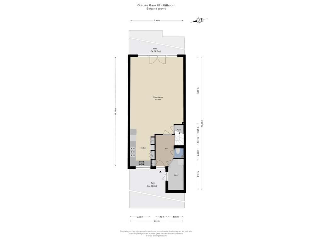 Bekijk plattegrond van Begane grond van Grauwe Gans 62