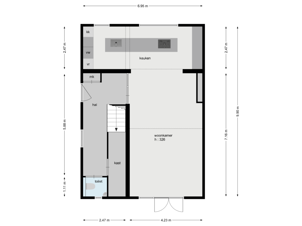 Bekijk plattegrond van begane grond van Klokkenberg 122