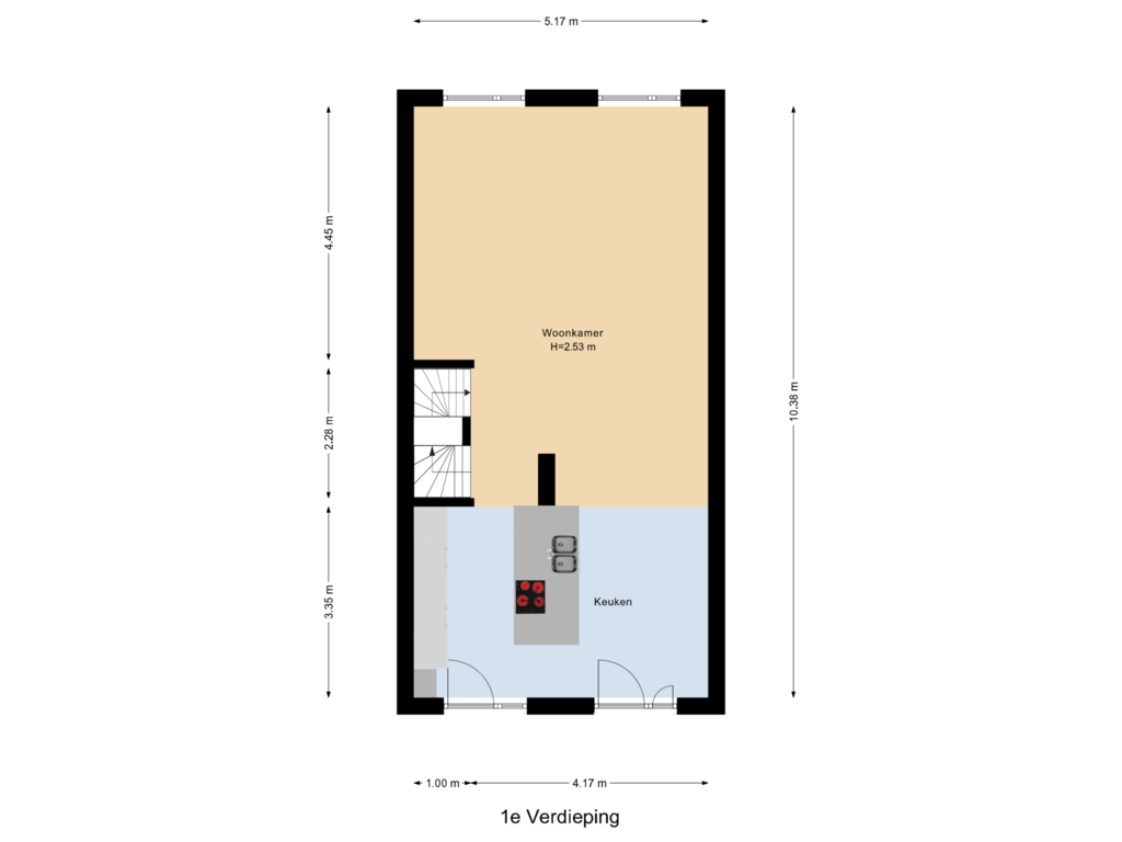 View floorplan of 1e Verdieping of Groenlandstraat 10