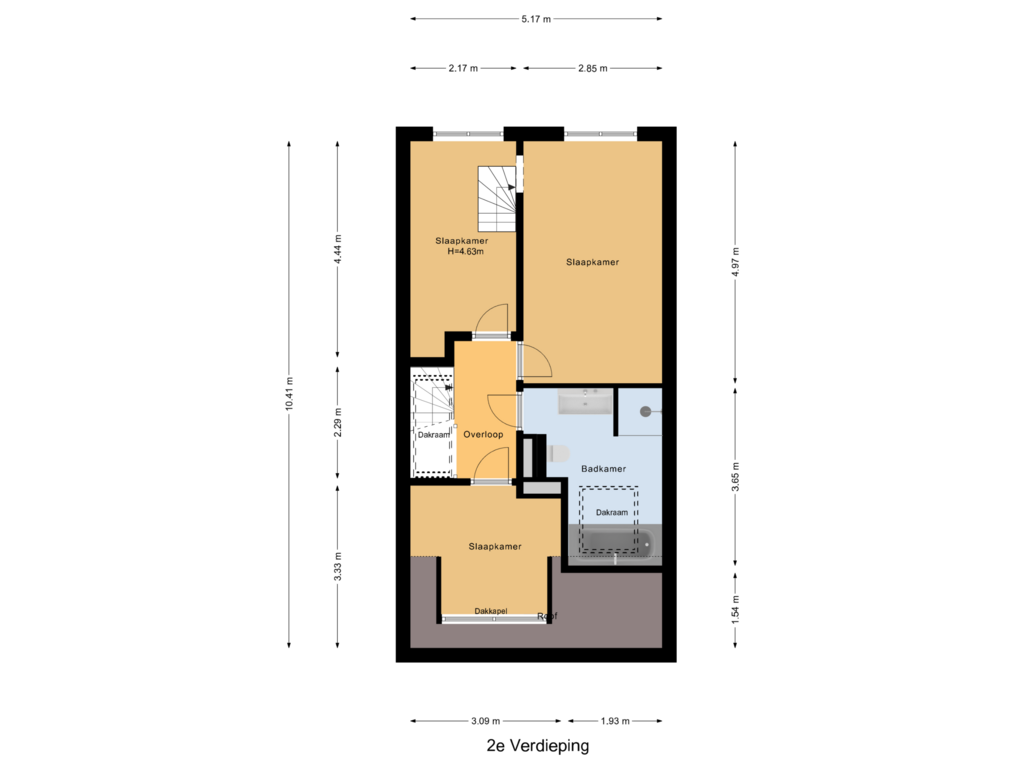 View floorplan of 2e Verdieping of Groenlandstraat 10