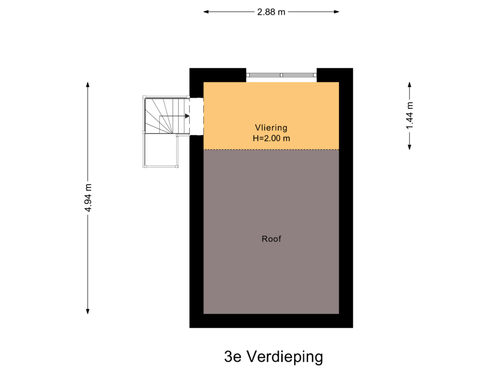 View floorplan of 3e Verdieping of Groenlandstraat 10