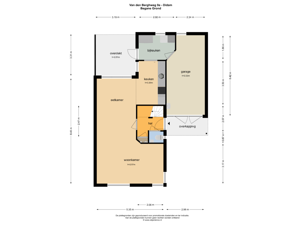 Bekijk plattegrond van BEGANE GROND van van den Berghweg 9-A