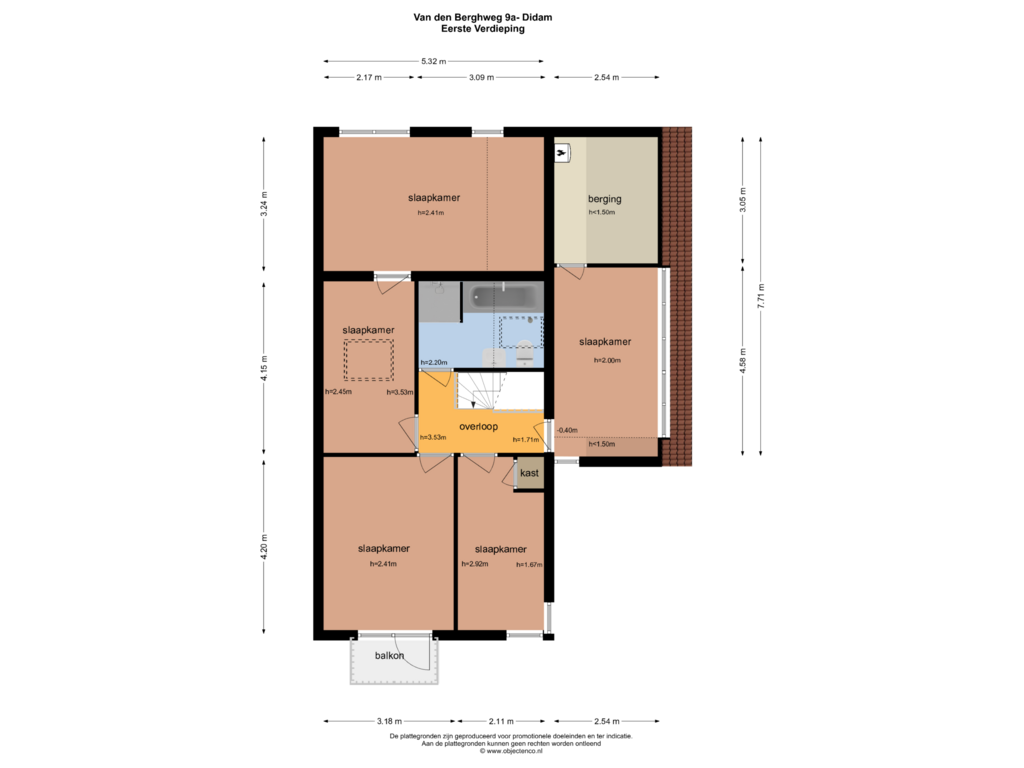 Bekijk plattegrond van EERSTE VERDIEPING van van den Berghweg 9-A