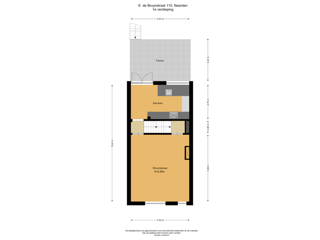 Bekijk plattegrond van 1e verdieping van E. de Bruynstraat 110