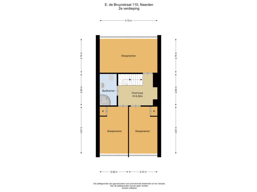 Bekijk plattegrond van 2e verdieping van E. de Bruynstraat 110