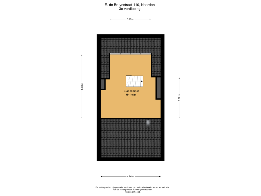 Bekijk plattegrond van 3e verdieping van E. de Bruynstraat 110