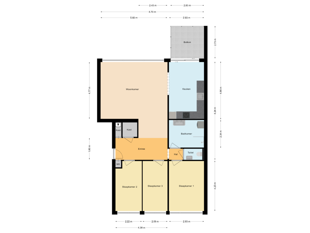 View floorplan of Appartement of Veenbesstraat 624