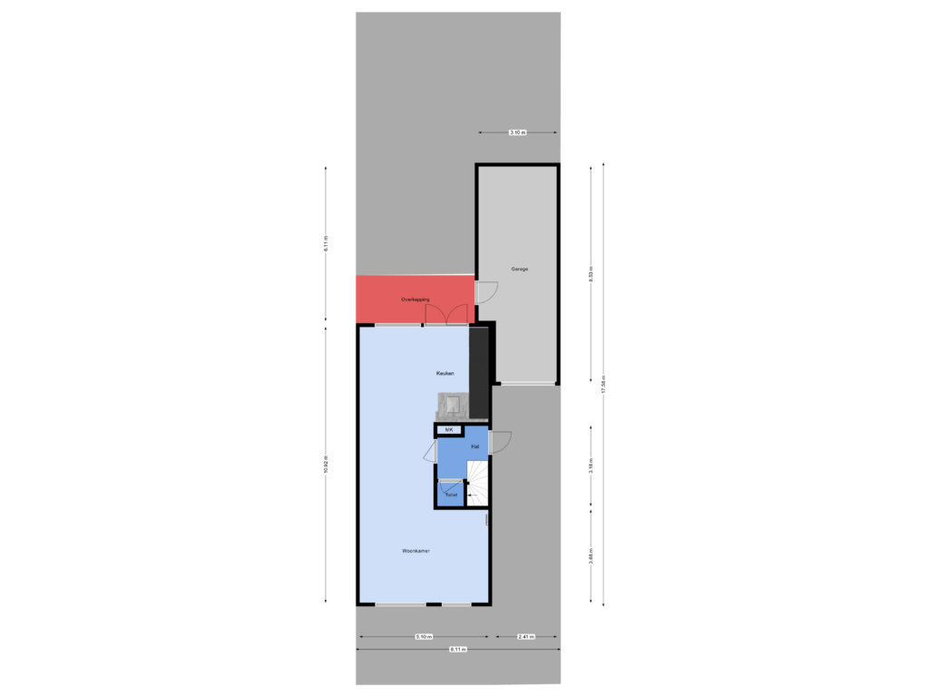 View floorplan of Begane grond of Simon Vestdijkstraat 11