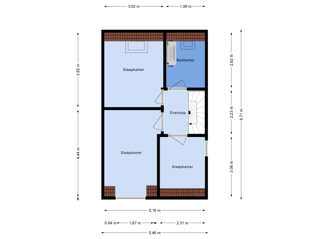 View floorplan of 1e verdieping of Simon Vestdijkstraat 11