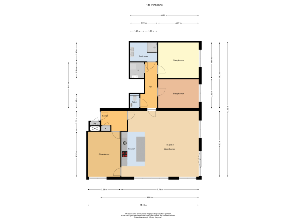 Bekijk plattegrond van 14e Verdieping van IJdoornlaan 261-R3