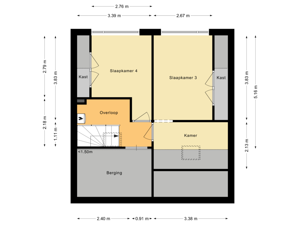 Bekijk plattegrond van Tweede verdieping van Statenlaan 141