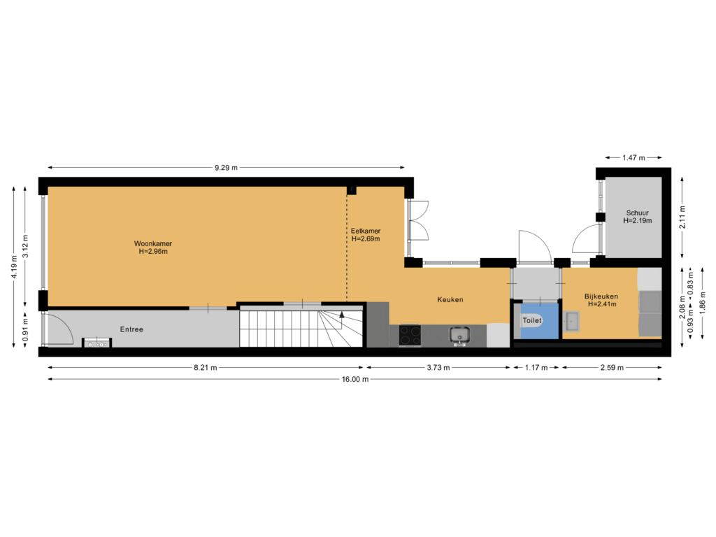 View floorplan of BEGANE GROND of Cremerstraat 104