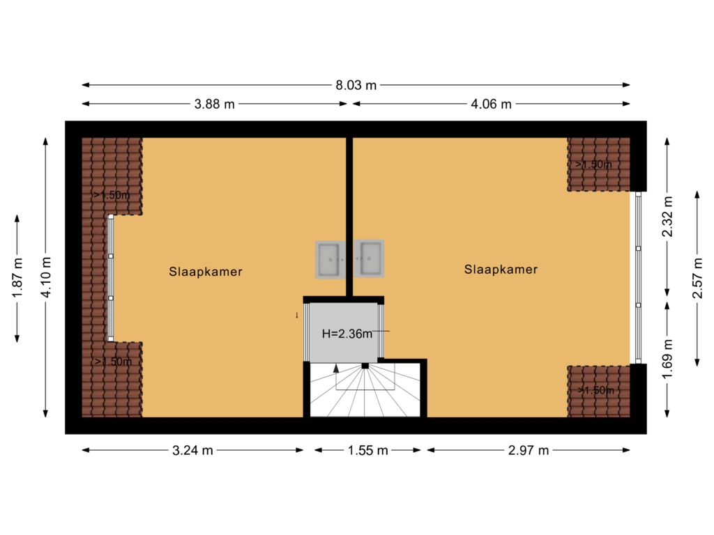 View floorplan of 2E VERDIEPING of Cremerstraat 104