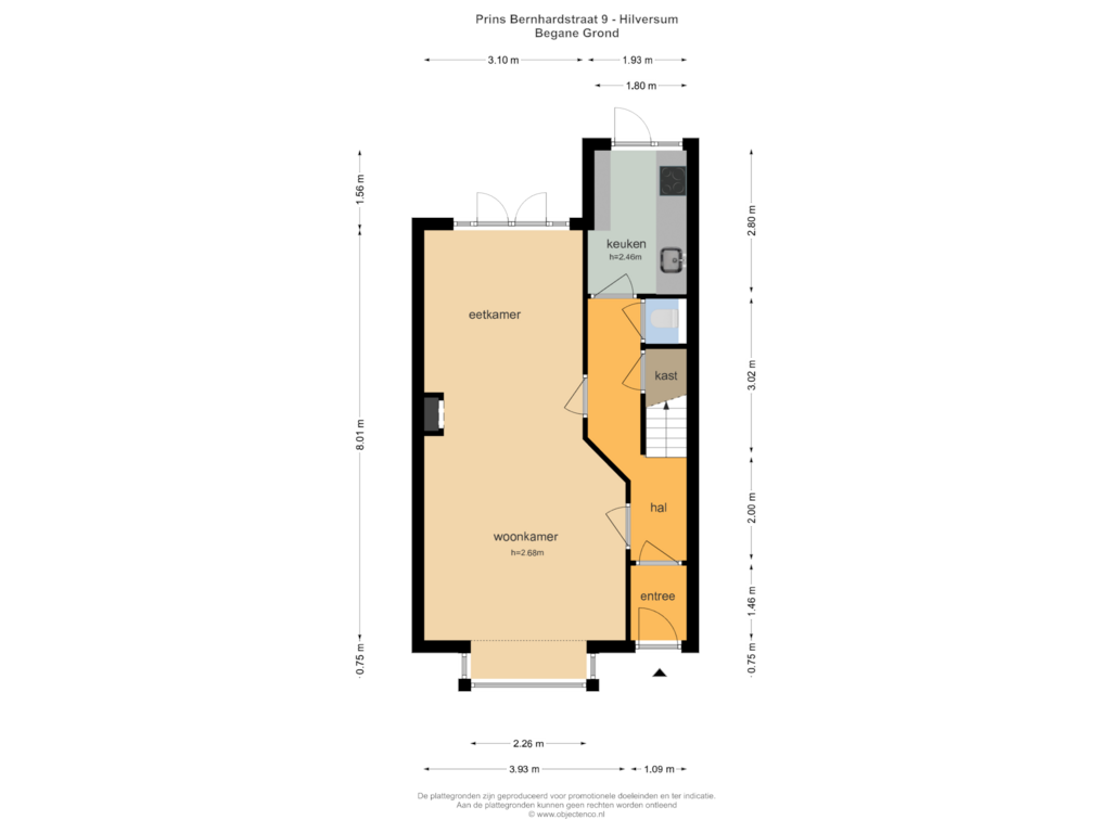 Bekijk plattegrond van BEGANE GROND van Prins Bernhardstraat 9