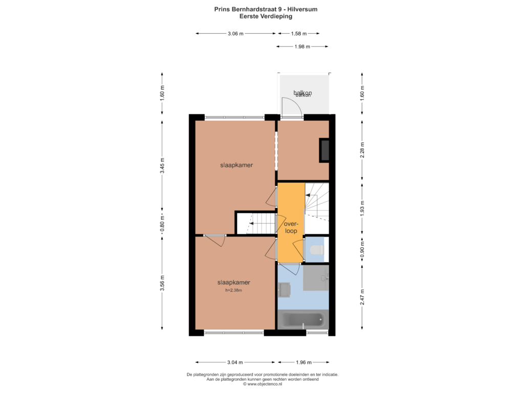 Bekijk plattegrond van EERSTE VERDIEPING van Prins Bernhardstraat 9