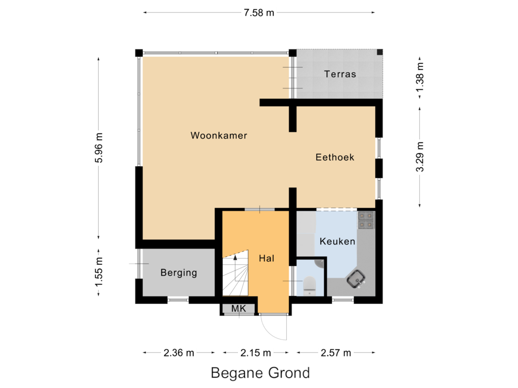 Bekijk plattegrond van Begane Grond van Sparrendreef 12-201