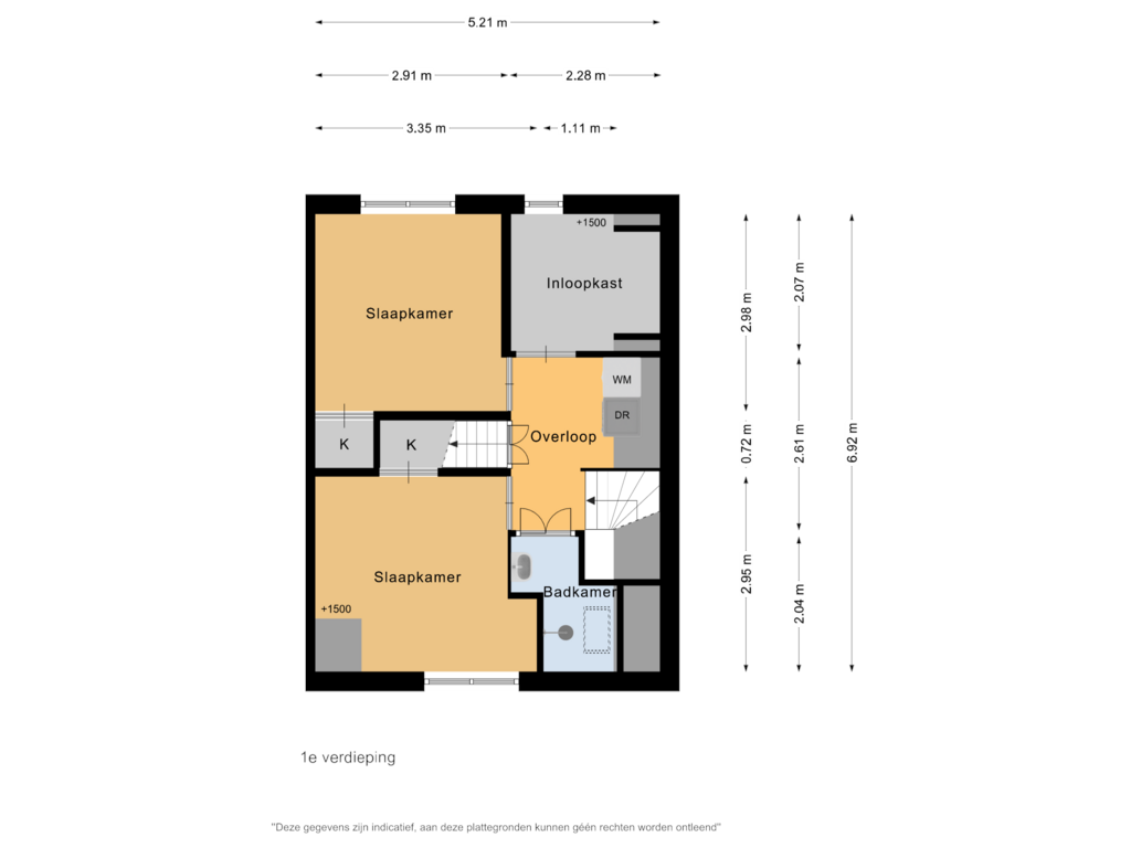 View floorplan of 1e verdieping of Lindenstraat 27