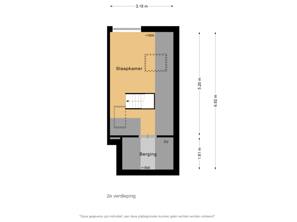 View floorplan of 2e verdieping of Lindenstraat 27