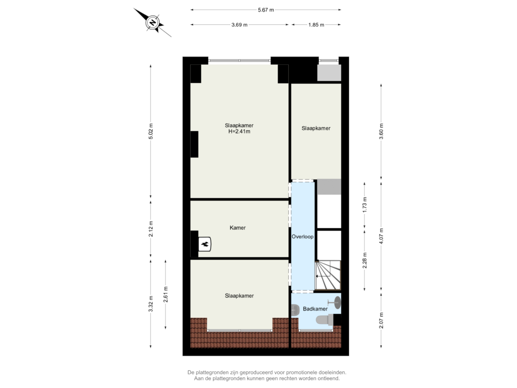 View floorplan of Verdieping 3 of West-Varkenoordseweg 355-B