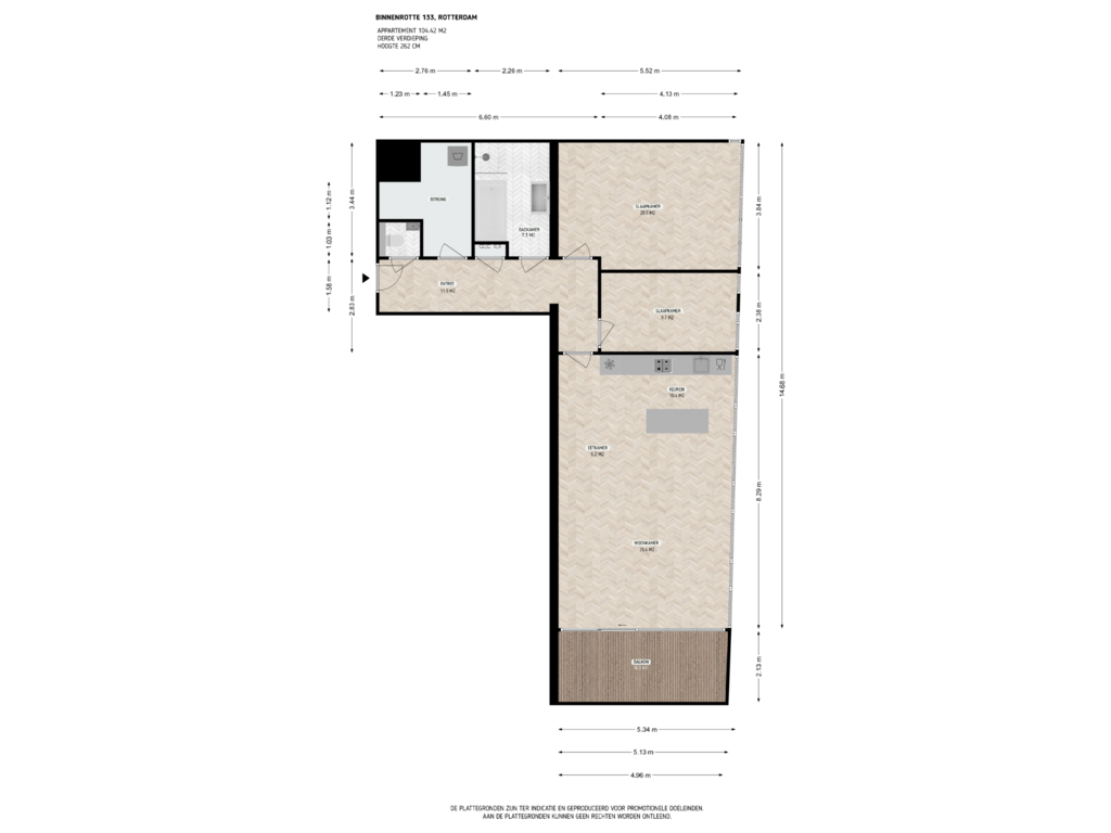 Bekijk plattegrond van 3e verdieping van Binnenrotte 133