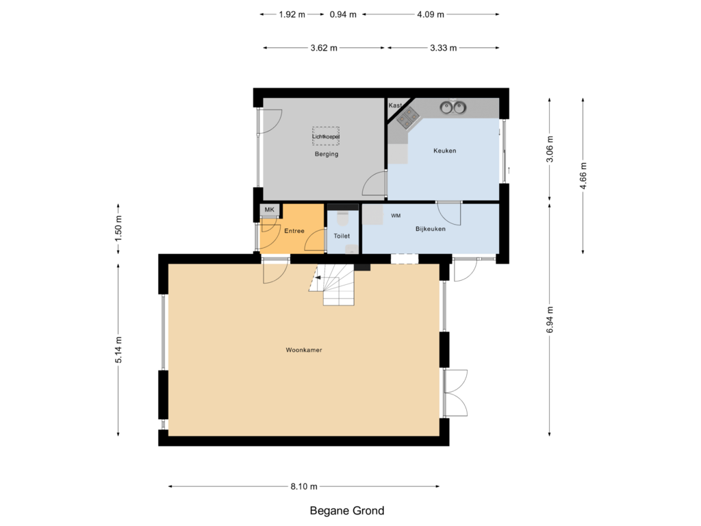 View floorplan of Begane Grond of Herman de Ruijterweg 8