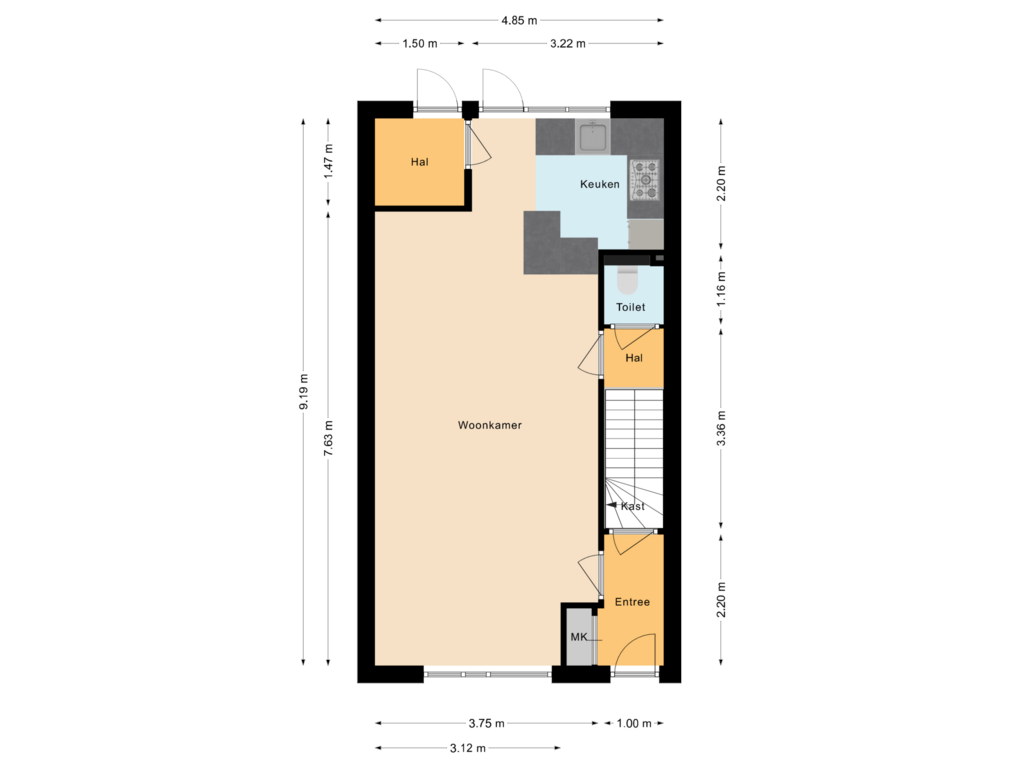 Bekijk plattegrond van Begane Grond van Wega 41