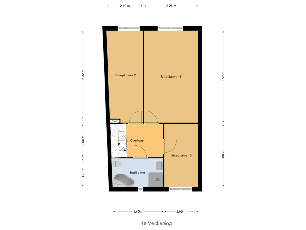 Bekijk plattegrond van 1e Verdieping van Dikkertje Dap 52