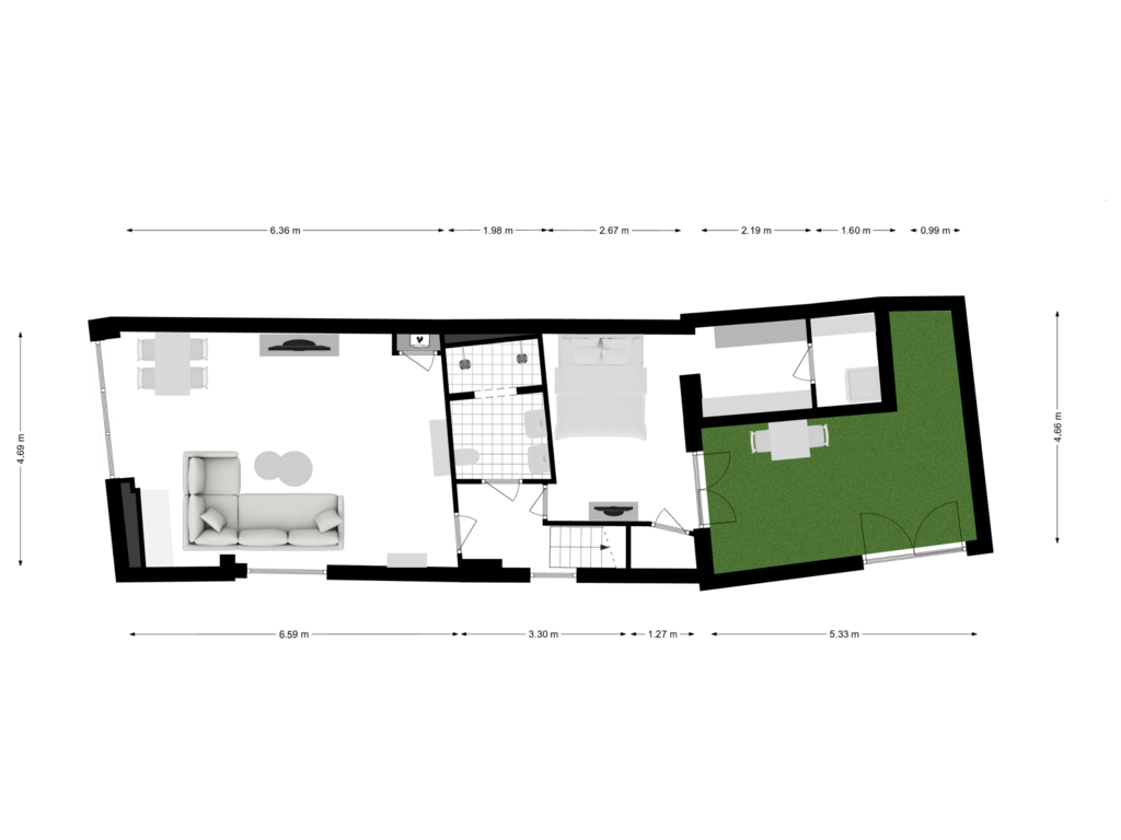 View floorplan of Begane grond of Elandsgracht 103-A