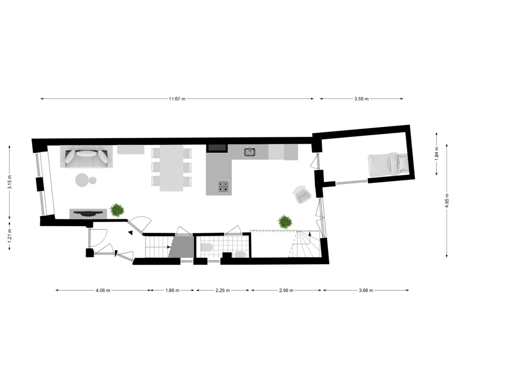 View floorplan of Eerste verdieping of Elandsgracht 103-A