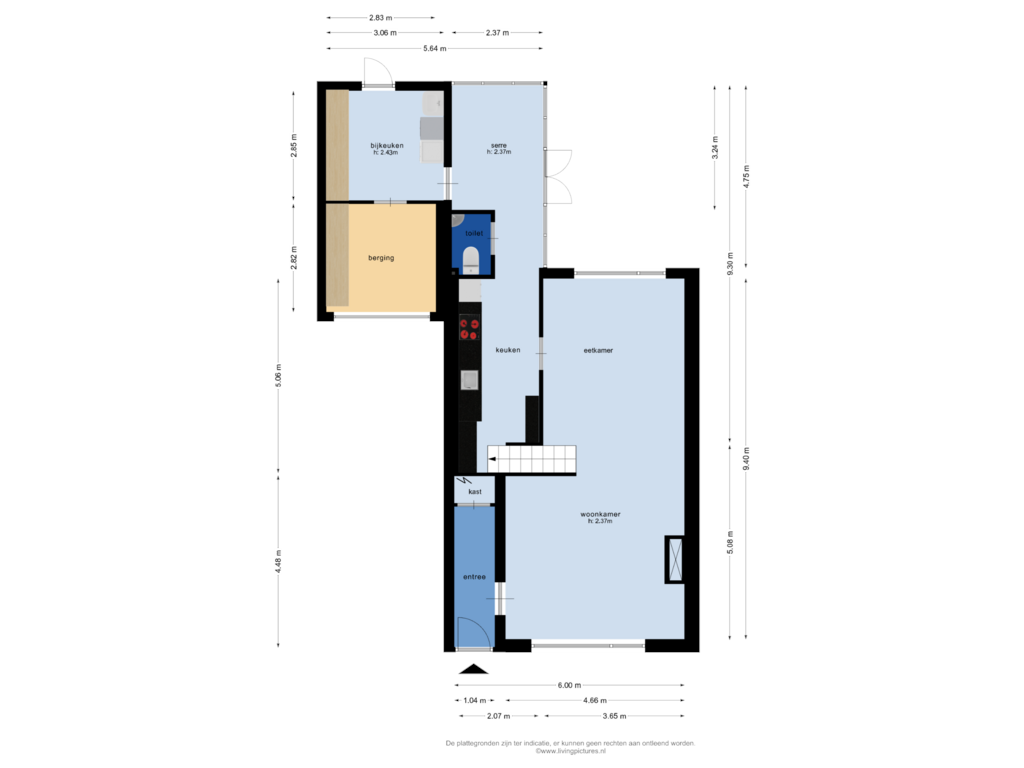 Bekijk plattegrond van begane grond van Verlaatstraat 16