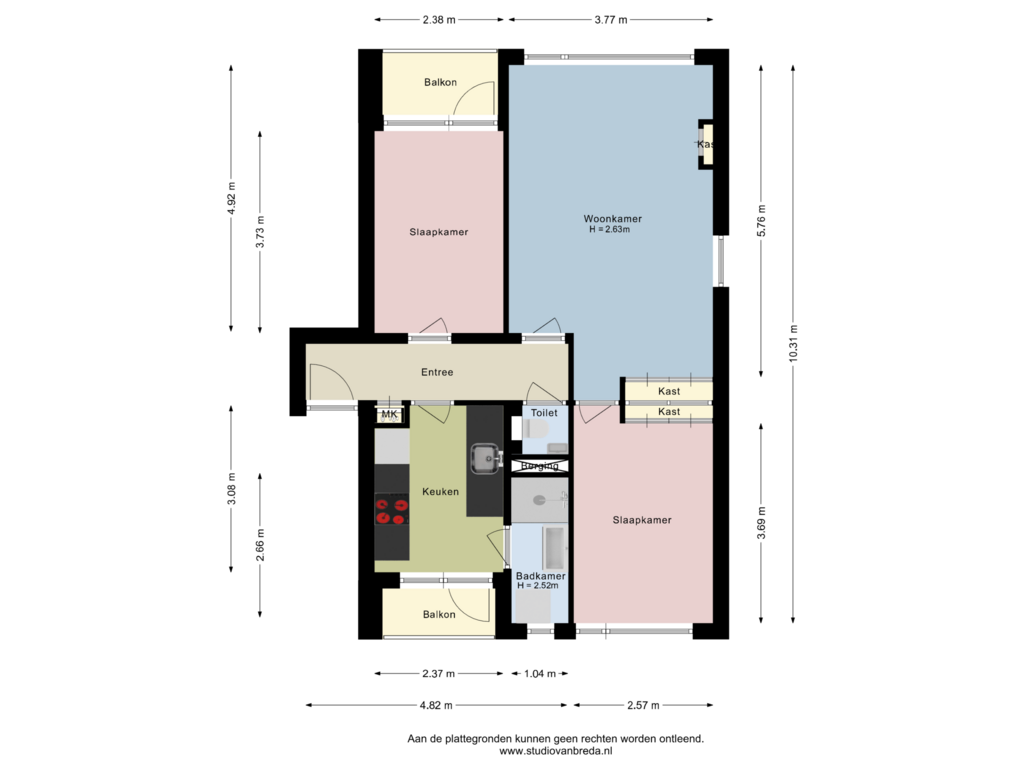 Bekijk plattegrond van Appartement van Arubastraat 10