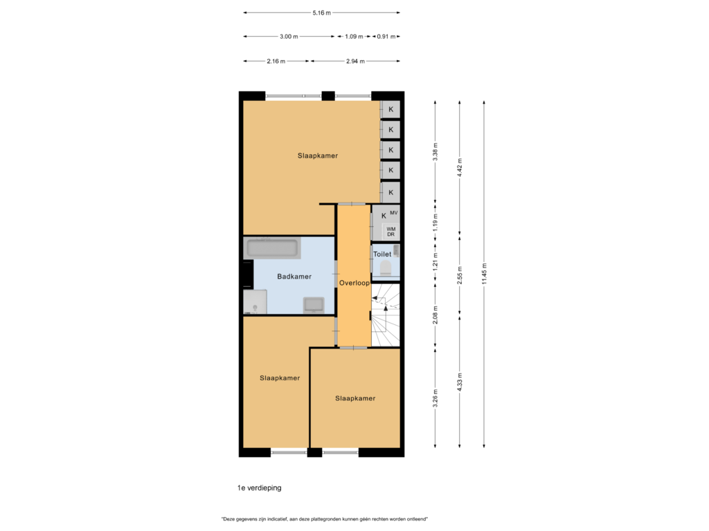 View floorplan of 1e verdieping of Rode Ring 184