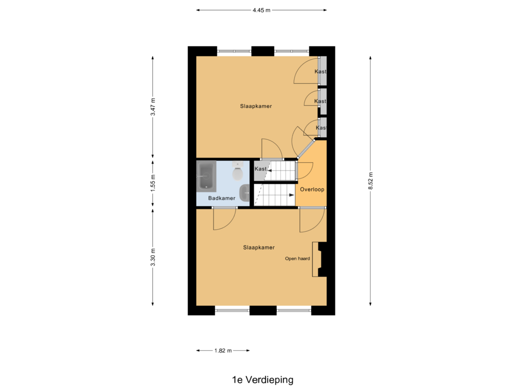 Bekijk plattegrond van 1e Verdieping van Oostsingel 93