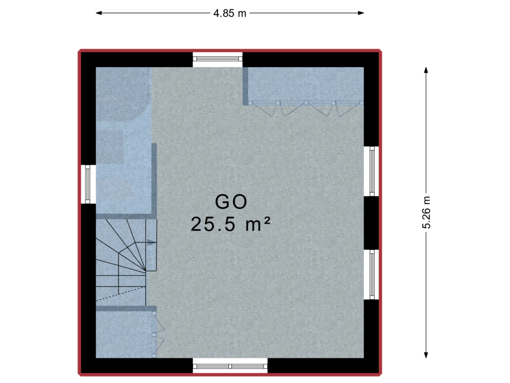 View floorplan of 1e verdieping of Oude Draaipad 3